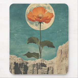 Tapis De Souris Fleur orange Lune - Charme Boho Vintage
