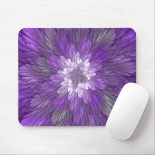 Tapis De Souris Fleur psychédélique violette Abstraite Fractal Art