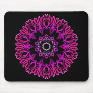 Tapis De Souris Fleur rose au néon de l'espace