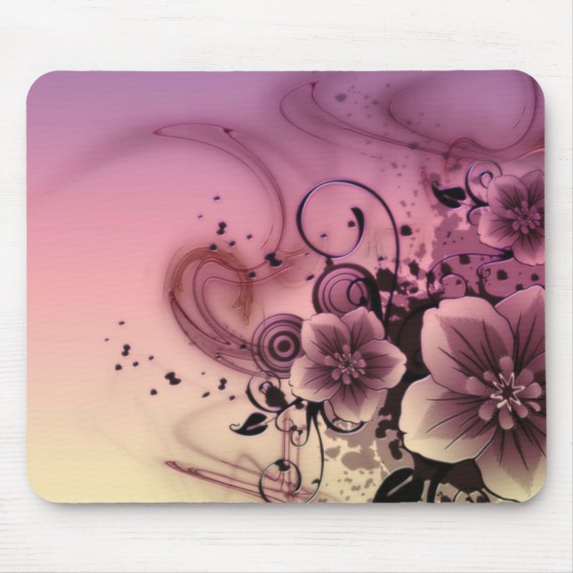 Tapis De Souris Fleur rose Mousepad de Girlie (Devant)