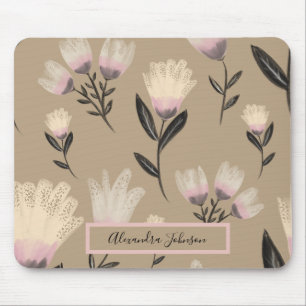 Tapis De Souris Fleur rose neutre Botanique moderne
