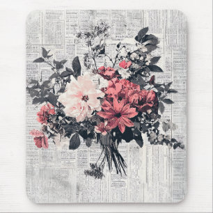 Tapis De Souris Fleur rustique et calligraphie - Papier Brown viei