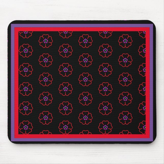 Tapis De Souris Fleur sur un Arrière - plan noir personnalisé (Devant)
