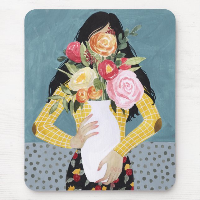 Tapis De Souris Fleur Vase Girl (Devant)