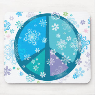 Tapis de souris fleuri de signe de paix