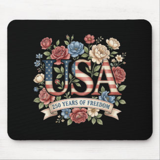 Tapis De Souris Fleurs 250 Ans Anniversaire Amérique USA 250ème Bi