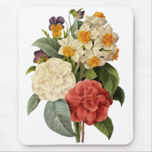 Tapis De Souris Fleurs anciennes, camélias et narcisses, Redoute