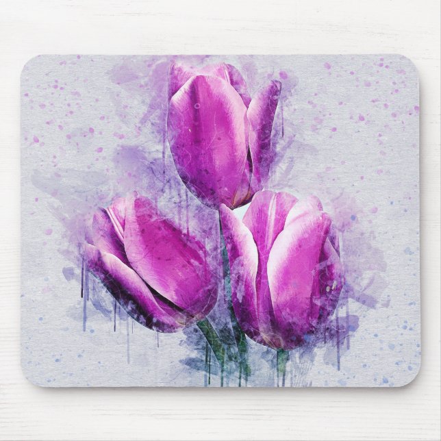 Tapis De Souris Fleurs aquarelles (Devant)