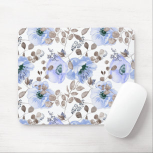 Tapis De Souris Fleurs Aquarelles Bleues Chic