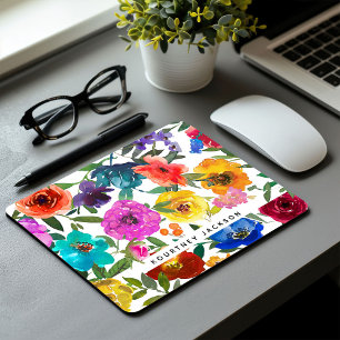 Tapis De Souris Fleurs aquarelles lumineuses et audacieuses person