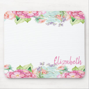Tapis De Souris Fleurs aquarelles mignonnes - Personnalisé