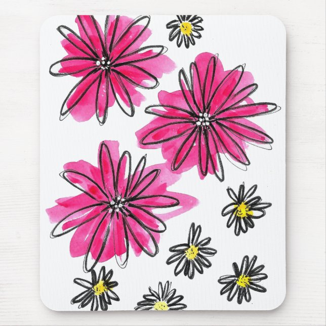Tapis De Souris Fleurs blanches et roses (Devant)