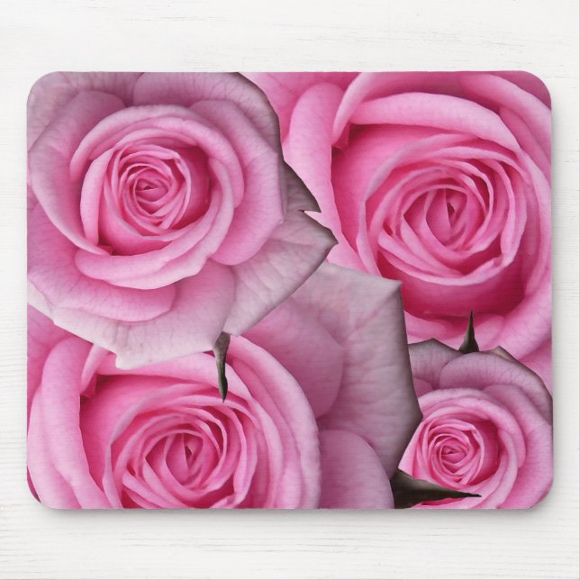 Tapis De Souris Fleurs blanches Mousepad Cadeaux de déco rose blan (Devant)