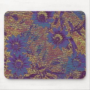 Tapis De Souris Fleurs bleues contre le motif de camouflage de