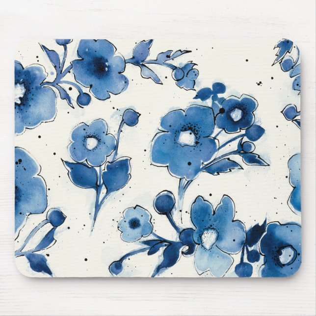 Tapis De Souris Fleurs bleues indépendantes (Devant)