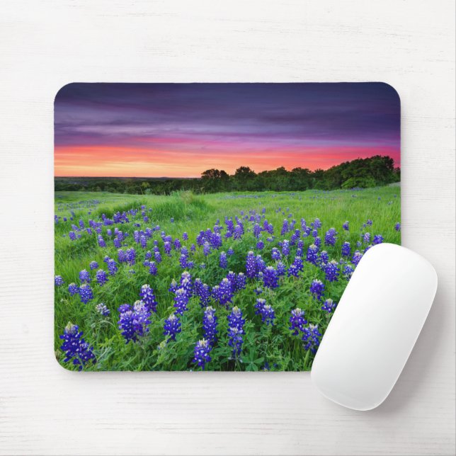 Tapis De Souris Fleurs | Bluebonnets à Sunset Texas (Avec souris)