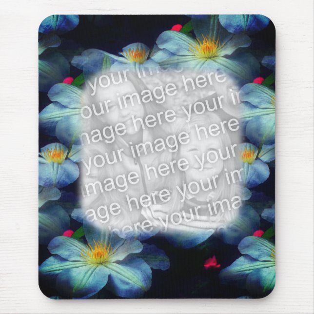Tapis De Souris Fleurs Clematis Blanches Votre Cadre Photo (Devant)