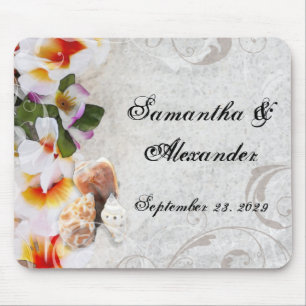 Tapis De Souris Fleurs/Coques de plage tropicales