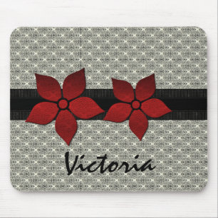 Tapis De Souris Fleurs Damas Bordure striée Mousepad