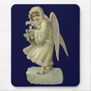 Tapis De Souris Fleurs d'ange de Noël vintage, découpé victorien
