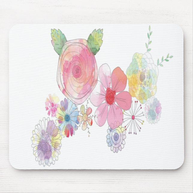 Tapis De Souris Fleurs d'aquarelle Mousepad (Devant)