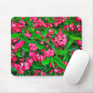 Tapis De Souris Fleurs de Bégonie rouge florissantes