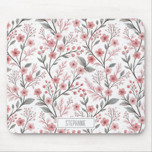 Tapis De Souris Fleurs de cerisier rose motif Sakura sur fond blan