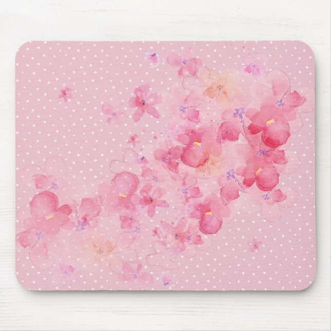 Tapis De Souris Fleurs de cerisiers aux points (Devant)