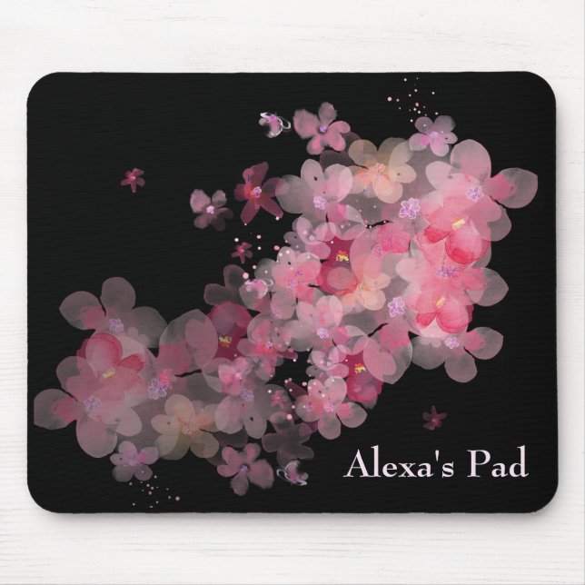 Tapis De Souris Fleurs de cerisiers en noir (Devant)