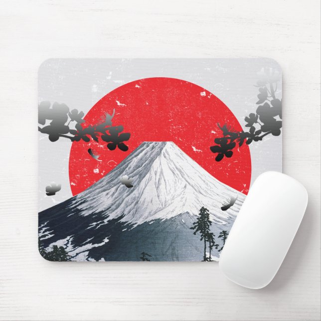 Tapis De Souris Fleurs de cerisiers Mont Fuji Japon (Avec souris)