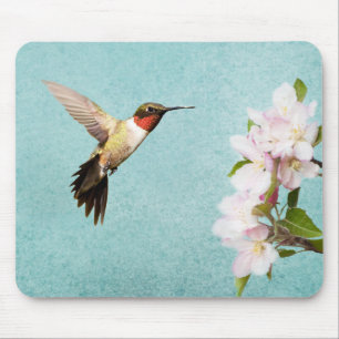 Tapis De Souris Fleurs de colibri et de pomme