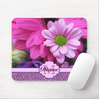Tapis De Souris Fleurs de Dahlia rose Parties scintillant violette