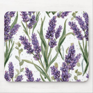 Tapis De Souris Fleurs de Lavande Violette Botanique Aquarelle