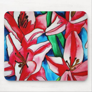 Tapis De Souris Fleurs de lis jour rose