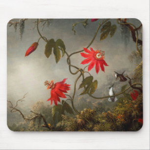 Tapis De Souris Fleurs de passion avec tête de colibris