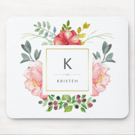 Tapis De Souris Fleurs de pivoine à l'aquarelle tendance féminine