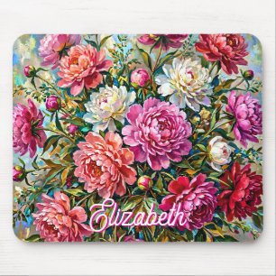 Tapis De Souris Fleurs de pivoine peintes de couleur élégante