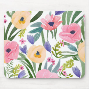 Tapis De Souris Fleurs de printemps   Aquarelle florale pastel