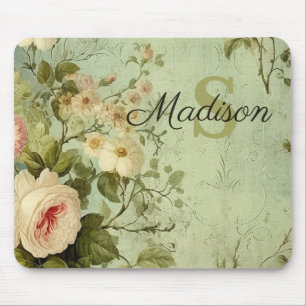 Tapis De Souris Fleurs de rose de verdure vintage 