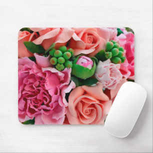 Tapis De Souris Fleurs de rose thé corail et rose