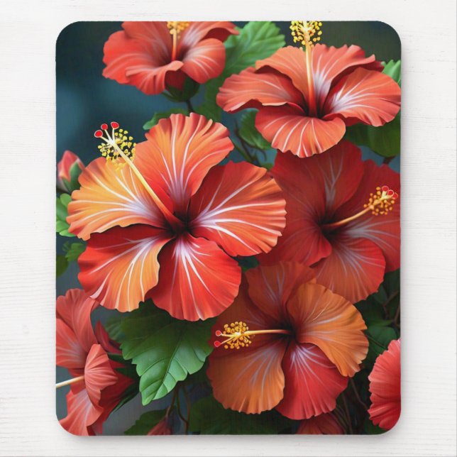 Tapis De Souris Fleurs d'Hibiscus rouge vif-76894 (Devant)