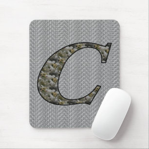 Tapis De Souris Fleurs d'hortensia à monogramme initial C