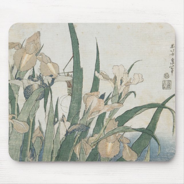 Tapis De Souris Fleurs d'iris et sauterelle, c.1830-31 (Devant)