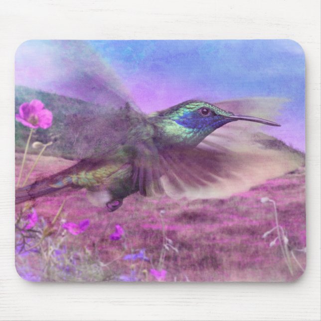 TAPIS DE SOURIS FLEURS D'OISEAU HUMMINGBIRD À FLEURS (Devant)