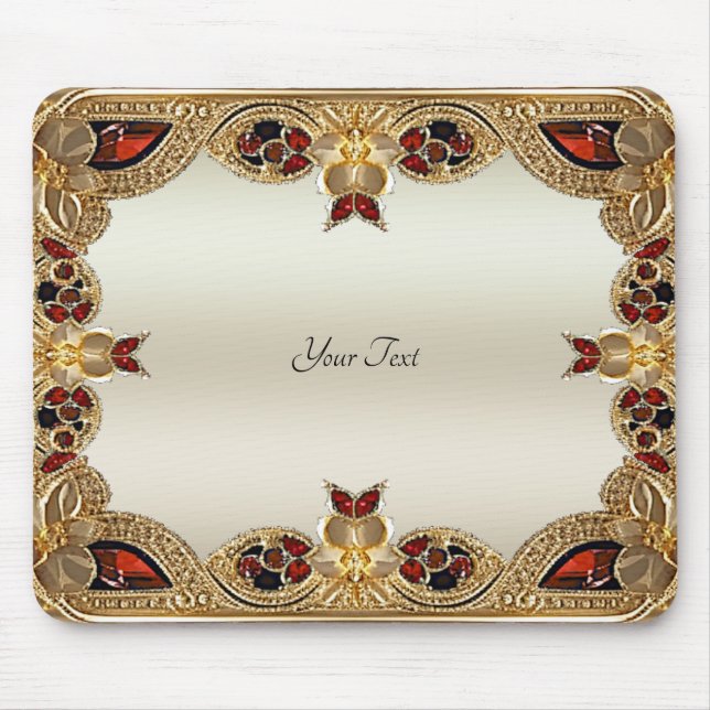 Tapis De Souris Fleurs dorées Pierre rouge Mousepad (Devant)