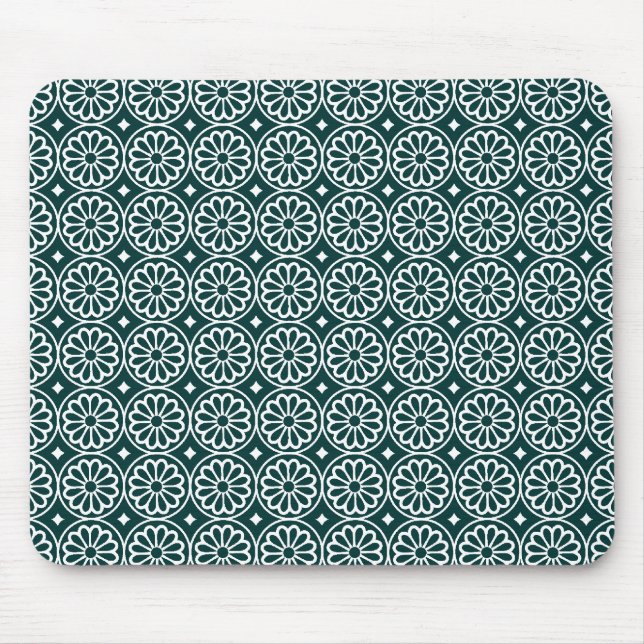 Tapis De Souris Fleurs égyptiennes anciennes - Vert foncé (Devant)