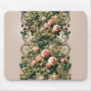 Tapis De Souris Fleurs élégantes de vigne rose rose shabby chic