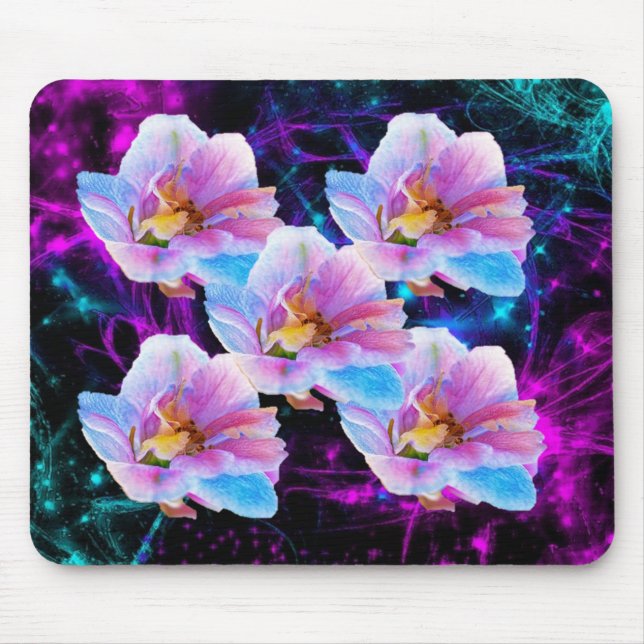 Tapis De Souris Fleurs et étoiles en pastel Mousepad (Devant)