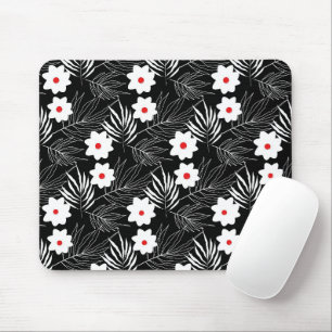 Tapis De Souris Fleurs et fougères sur le noir
