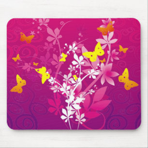 Tapis De Souris Fleurs et papillons